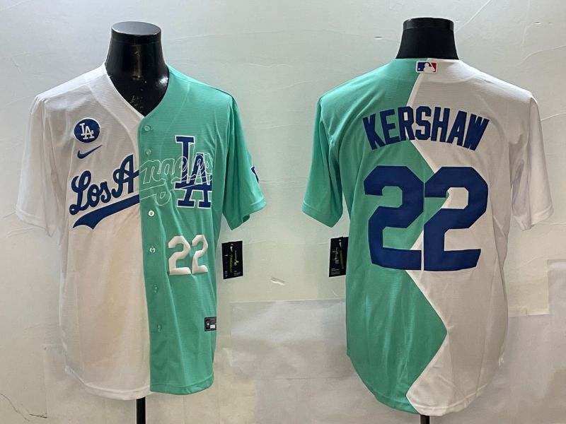 Men Los Angeles Dodgers 22 Kershaw Blue White Game 2025 Nike MLB Jersey style 3